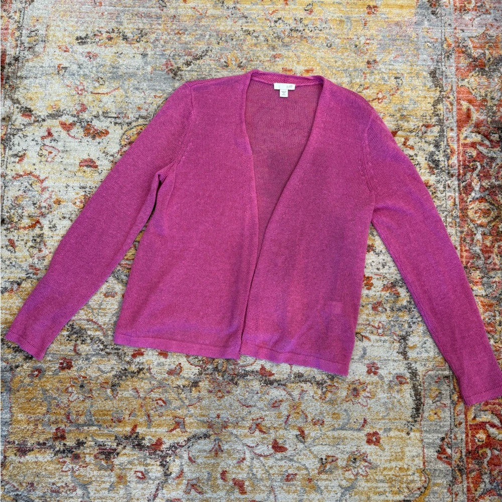 J. Jill Linen and Viscose Vibrant Pink Open Cardigan